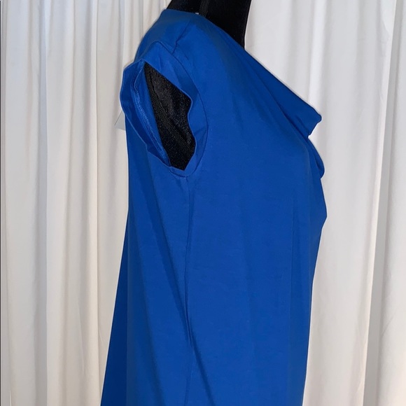 Eileen Fisher Petite Drape Front Dress Blue - Picture 6 of 6